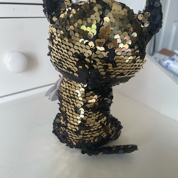 TY Flippables Sequin Plush - JINX the Black Cat with Pumpkin (6 inch) - MWMTs - Picture 4 of 8